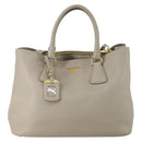 PRADA Hand Bag Leather 2way Gray Gold Auth ep12049-13