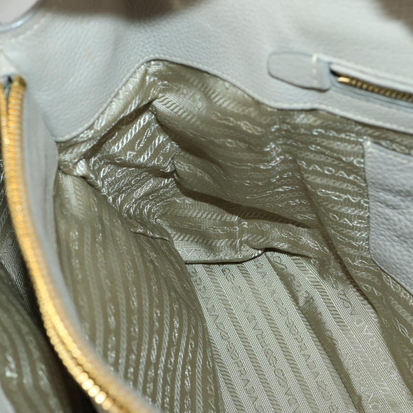 PRADA Hand Bag Leather 2way Gray Gold Auth ep12049