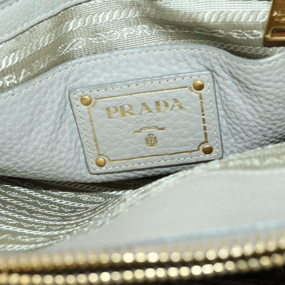 PRADA Hand Bag Leather 2way Gray Gold Auth ep12049