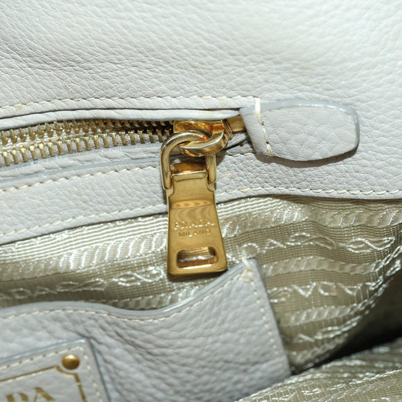 PRADA Hand Bag Leather 2way Gray Gold Auth ep12049