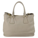 PRADA Hand Bag Leather 2way Gray Gold Auth ep12049-2