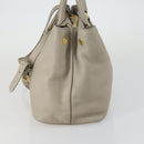 PRADA Hand Bag Leather 2way Gray Gold Auth ep12049-3
