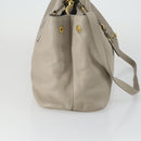 PRADA Hand Bag Leather 2way Gray Gold Auth ep12049-4