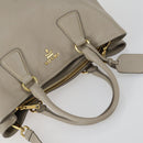 PRADA Hand Bag Leather 2way Gray Gold Auth ep12049-6