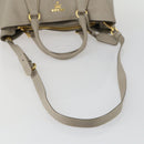 PRADA Hand Bag Leather 2way Gray Gold Auth ep12049-7