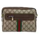 GUCCI GG Supreme Web Sherry Line Shoulder Bag PVC Beige Gold Auth ep12050-2