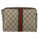 GUCCI GG Supreme Web Sherry Line Shoulder Bag PVC Beige Gold Auth ep12050-3