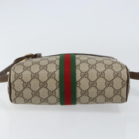 GUCCI GG Supreme Web Sherry Line Shoulder Bag PVC Beige Gold Auth ep12050