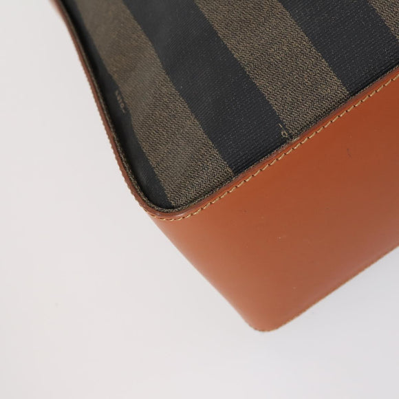 FENDI Pecan Canvas Tote Bag Brown Black Auth ep12054