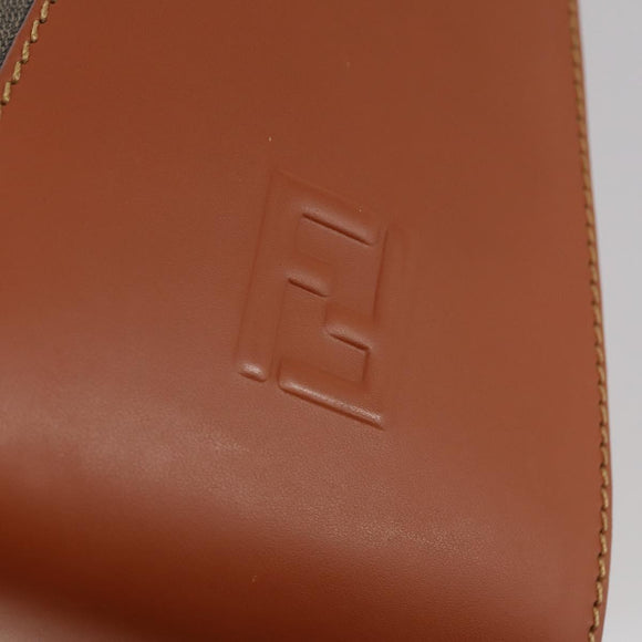 FENDI Pecan Canvas Tote Bag Brown Black Auth ep12054