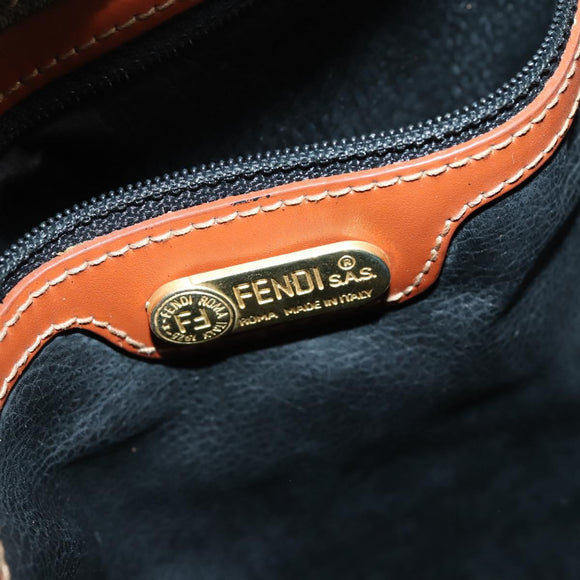 FENDI Pecan Canvas Tote Bag Brown Black Auth ep12054