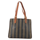 FENDI Pecan Canvas Tote Bag Brown Black Auth ep12054-13