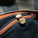 FENDI Pecan Canvas Tote Bag Brown Black Auth ep12054-22