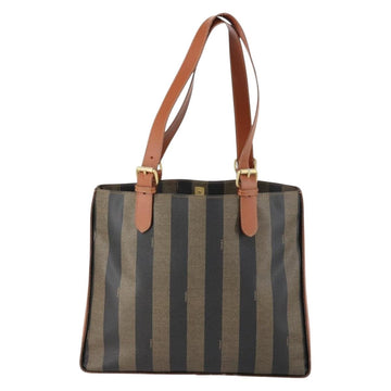 FENDI Pecan Canvas Tote Bag Brown Black Auth ep12054 - 0