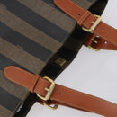FENDI Pecan Canvas Tote Bag Brown Black Auth ep12054-6