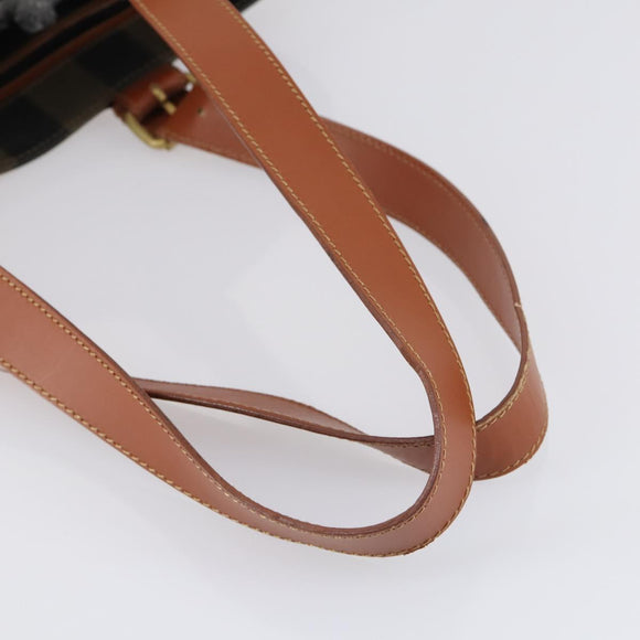 FENDI Pecan Canvas Tote Bag Brown Black Auth ep12054