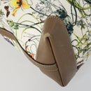 GUCCI Flora Tote Bag Canvas Leather White Gold 247209 Auth ep12057-16