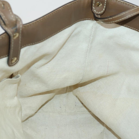 GUCCI Flora Tote Bag Canvas Leather White Gold 247209 Auth ep12057