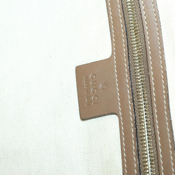 GUCCI Flora Tote Bag Canvas Leather White Gold 247209 Auth ep12057