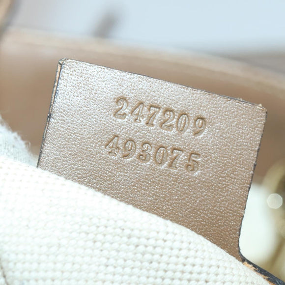 GUCCI Flora Tote Bag Canvas Leather White Gold 247209 Auth ep12057