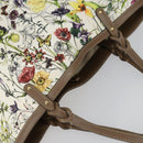 GUCCI Flora Tote Bag Canvas Leather White Gold 247209 Auth ep12057-6