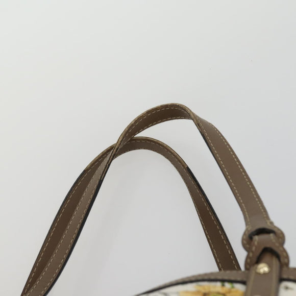 GUCCI Flora Tote Bag Canvas Leather White Gold 247209 Auth ep12057