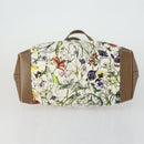 GUCCI Flora Tote Bag Canvas Leather White Gold 247209 Auth ep12057-5
