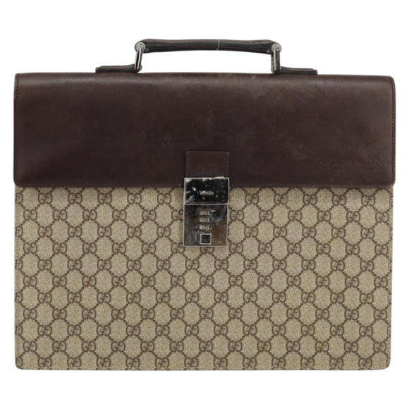 GUCCI GG Supreme Hand Bag PVC Beige Silver 34044 Auth ep12061