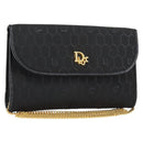 Christian Dior Honeycomb Canvas Chain Shoulder Bag Black Gold Auth ep12064-1