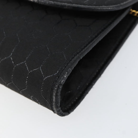 Christian Dior Honeycomb Canvas Chain Shoulder Bag Black Gold Auth ep12064