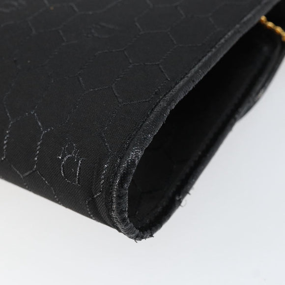Christian Dior Honeycomb Canvas Chain Shoulder Bag Black Gold Auth ep12064