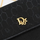 Christian Dior Honeycomb Canvas Chain Shoulder Bag Black Gold Auth ep12064-14