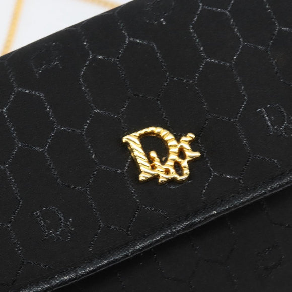 Christian Dior Honeycomb Canvas Chain Shoulder Bag Black Gold Auth ep12064