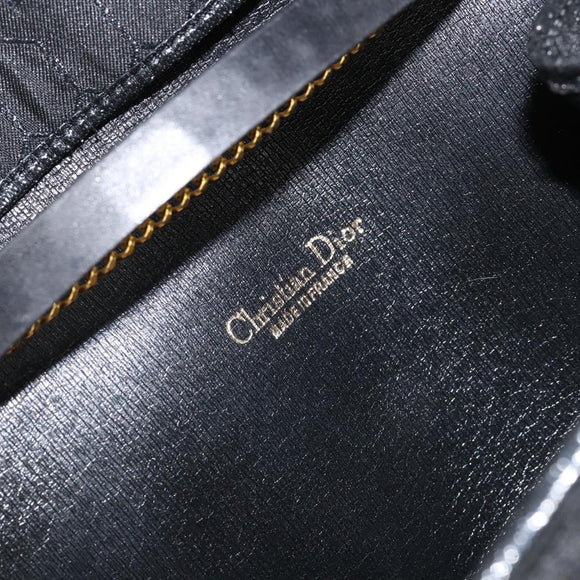Christian Dior Honeycomb Canvas Chain Shoulder Bag Black Gold Auth ep12064