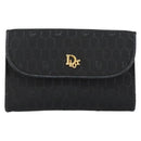 Christian Dior Honeycomb Canvas Chain Shoulder Bag Black Gold Auth ep12064-2