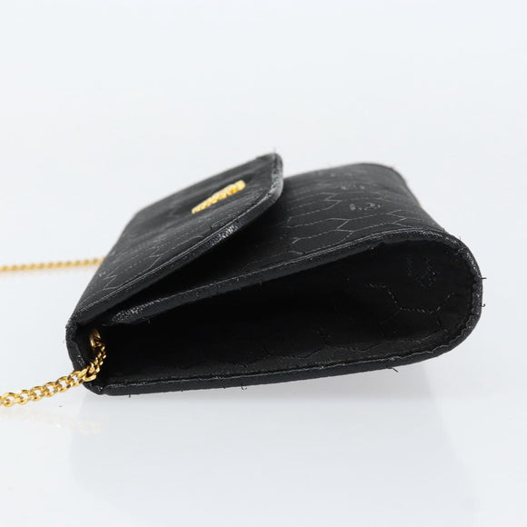 Christian Dior Honeycomb Canvas Chain Shoulder Bag Black Gold Auth ep12064