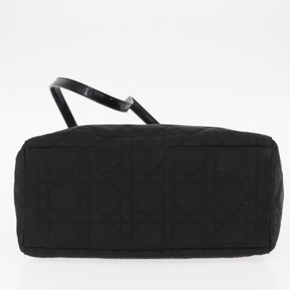 Christian Dior Lady Dior Canage Hand Bag Nylon 2way Black Silver Auth ep12065