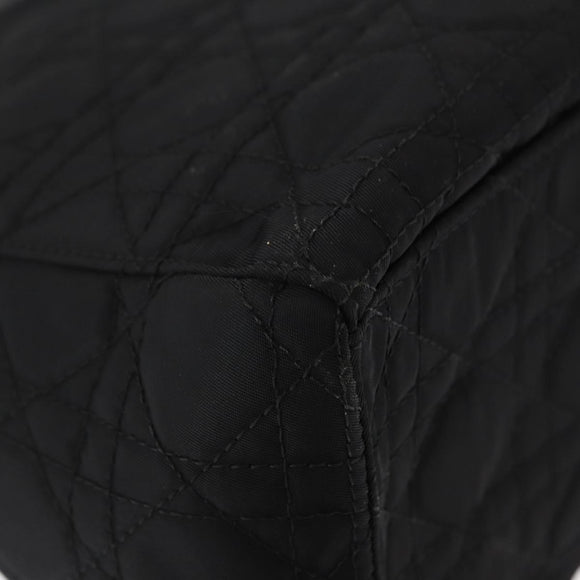 Christian Dior Lady Dior Canage Hand Bag Nylon 2way Black Silver Auth ep12065