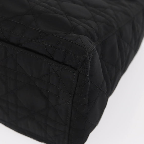 Christian Dior Lady Dior Canage Hand Bag Nylon 2way Black Silver Auth ep12065
