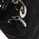 Christian Dior Lady Dior Canage Hand Bag Nylon 2way Black Silver Auth ep12065-17