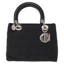 Christian Dior Lady Dior Canage Hand Bag Nylon 2way Black Silver Auth ep12065-2
