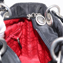 Christian Dior Lady Dior Canage Hand Bag Nylon 2way Black Silver Auth ep12065-20