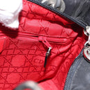 Christian Dior Lady Dior Canage Hand Bag Nylon 2way Black Silver Auth ep12065-22