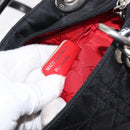 Christian Dior Lady Dior Canage Hand Bag Nylon 2way Black Silver Auth ep12065-24