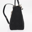 Christian Dior Lady Dior Canage Hand Bag Nylon 2way Black Silver Auth ep12065-4