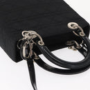 Christian Dior Lady Dior Canage Hand Bag Nylon 2way Black Silver Auth ep12065-6