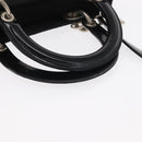 Christian Dior Lady Dior Canage Hand Bag Nylon 2way Black Silver Auth ep12065-7