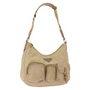 PRADA Shoulder Bag Nylon Beige Silver Auth ep12067-1