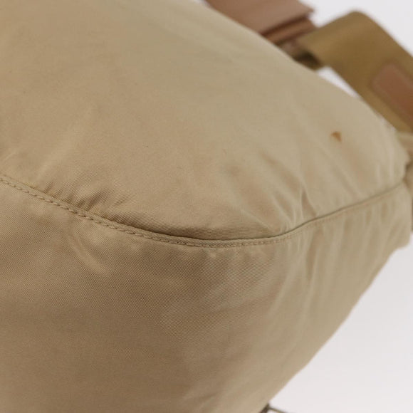 PRADA Shoulder Bag Nylon Beige Silver Auth ep12067