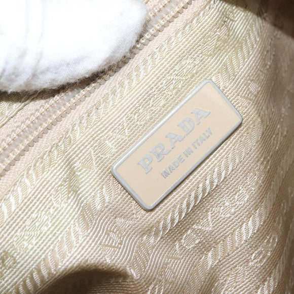 PRADA Shoulder Bag Nylon Beige Silver Auth ep12067